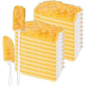 Disposable Duster Refills Bulk, Extendable Heavy Duty Dusters Refills 360 Degree Multi Surface Dusting Brush Replacement Head with Handle for Cleaning Home, Blinds, Ceiling Fans (Orange 102 Sets)