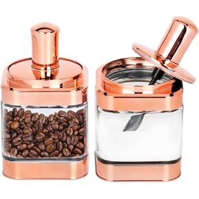 مجموعة برطمانات البهارات من YYW مكونة من 2 صندوق حاوية توابل زجاجية 11 أونصة/320 مل، صندوق توابل شفاف مع غطاء وملعقة لتوابل الملح والفلفل والسكر (فضي)، ذهبي وردي in Kuwait