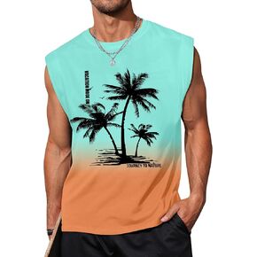 Men's Tank Tops Summer Graphic Beach Tank Tops for Men Running Tank Top Men Muscle Sleeveless Workout Shirts for Men