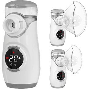 Mayluck Portable Nebulizer with Intuitive LED Interface and Auto-Cleaning, Handheld Portable Mesh Nebulizer for Kids, Ultra-Quiet Inhaler Compact Nebulizer Machine, Gray