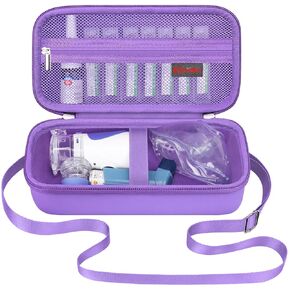 Elonbo Carrying Case for Portable Handheld Inhaler Nebulizer Machine for Adults and Kids, Asthma Inhaler Travel Case, Handheld Mesh Atomizer Machine Holder, Inhaler spacer Bag, Purple+Inside Purple