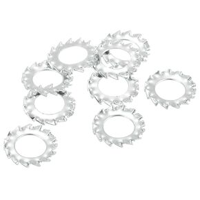 uxcell 40Pcs External Tooth Star Lock Washers, M4 Steel Zinc Finish External Serrated Lock Washer for Mechanical Equipment Fasteners, Silver