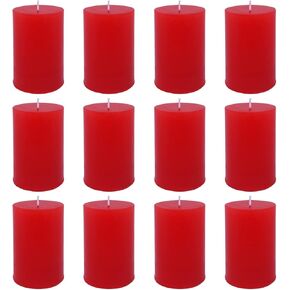 3 Pack 3x6 Inch Red Pillar Candles for Romantic Valentine's Day and Christmas, Unscented Column Candle for Home Restaurants, Smokeless Dripless and Clean Burning Emergency Candle