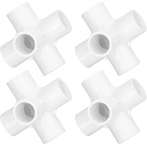 10Pcs PVC Fittings 6 Way Elbow PVC Pipe Connector Plastic Pipe Corner Connector 20mm Inner Diameter (White)