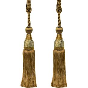 2Pcs Curtain Tiebacks Ropes Tassel Holdbacks Handmade Cotton Rope Window Curtain Buckle Clip Holder Boho Macrame Drapery Tie-Backs Rope Decorative Rope Curtain Ties for Home Office Dorm Patio