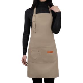 Apron for Men Women with Adjustable Straps and Large Pockets, Canvas Cotton Cooking Kitchen Chef Bib Aprons Waterproof Green