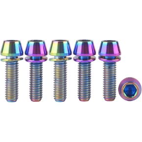 Titanium Screw Bike Stem Bolts Allen Hex M5x16 18 20mm Tapered Head with Washer for MTB Road Bicycle Stem Parts