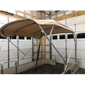 Replacement Bimini Top Canvas with Boot, Compatable with Sun Tracker Bass Buggy Fits Factory Frame! Beige, 9' Long x 8.5' Wide, 16oz, by Cypress Rowe Outfitters, 4 Bow