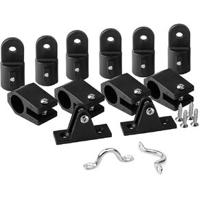 Boat Bimini Top Fittings Hardware Set 3 Bow 7/8 Inch Black Nylon Set,Marine Jaw Slide,Deck Hinge,Cover Cap Eye End