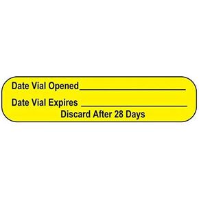 Date Opened Date Expired Labels for Vials (1000, 2-500 Rolls)