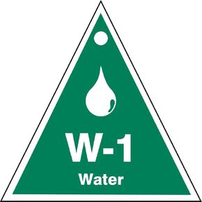 بطاقة تعريف على شكل مصدر طاقة بلاستيكية "W-1 Water" من Accuform TDK901VPM، عرض 6.35 سم × طول 6.35 سم، أبيض على أخضر (عبوة من 5 قطع)