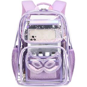 Cusangel Heavy Duty Clear Backpack Clear BookBag,17.5inch TPU Large Capacity See Through Backpack for Sport Events,Travel