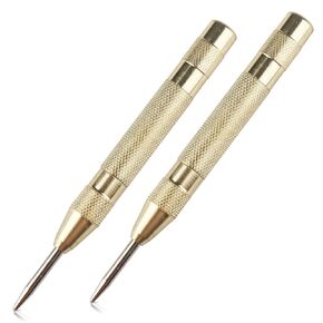 2Pcs Automatic Center Punch, 5'' Premium Spring Loaded Center Punch, Adjustable Spring Loaded Center Hole Punch, Heavy Duty Steel Automatic Center Marker Punch Tool for Metal, Wood, Glass by RNSXYAT