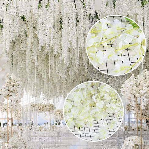CCINEE 12 Pack Wisteria Flower Vines Garland 3.75 Feet Fake Hanging Flower Artificial Wisteria Vines Rattan Silk Wisteria Vine for Wedding Party Garden Greenery Home Wall Decoration（Purple） in Saudi Arabia