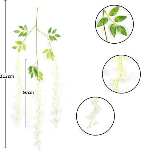 CCINEE 12 Pack Wisteria Flower Vines Garland 3.75 Feet Fake Hanging Flower Artificial Wisteria Vines Rattan Silk Wisteria Vine for Wedding Party Garden Greenery Home Wall Decoration（Purple） in Saudi Arabia
