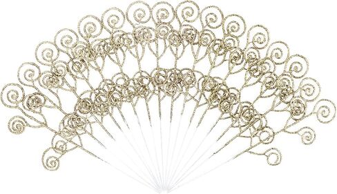 24 Pieces Glitter Christmas Picks Ornaments 10 Inches Decorative Sticks Candy Picks Curly Sprays Twigs for Christmas Tree Branches Vase Fillers Crafts Wreath Garland Party Wedding Holiday (24, White) in Saudi Arabia