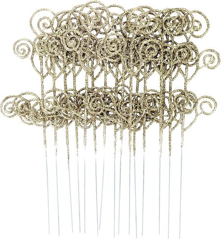 24 Pieces Glitter Christmas Picks Ornaments 10 Inches Decorative Sticks Candy Picks Curly Sprays Twigs for Christmas Tree Branches Vase Fillers Crafts Wreath Garland Party Wedding Holiday (24, White) in Saudi Arabia