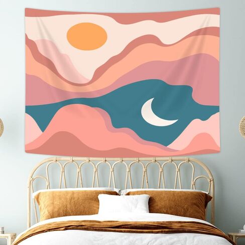 Vintage Sun Tapestry Aesthetic Boho Tapestries Abstract Retro 70s Rainbow Minimal Geometric Grunge Art Print Hippie Bohemian Decor Mid Century Modern Backdrop Party Decorations for Dorm Bedroom 60x40 in Kuwait