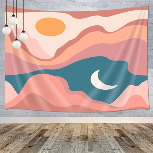 Vintage Sun Tapestry Aesthetic Boho Tapestries Abstract Retro 70s Rainbow Minimal Geometric Grunge Art Print Hippie Bohemian Decor Mid Century Modern Backdrop Party Decorations for Dorm Bedroom 60x40 in Kuwait