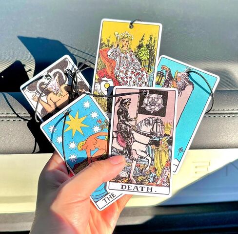 Tarot Card Car Decor Air Freshener, Witchy Car Accessory Hanging Freshie, Apply Your Own Fragrance, Mysterious Car Accessories Diffuser Airfreshner [No Scent - 1pc] (The High Priestess) in Saudi Arabia