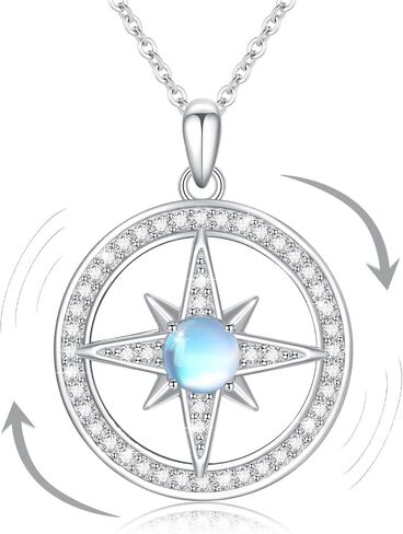 Star Necklace for Women Girls 925 Sterling Silver Star Moonstone Pendant Necklace Infinity/Round Spin Star Necklace Star Jewelry Gifts for Women Girls in Saudi Arabia