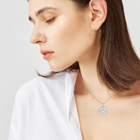 Star Necklace for Women Girls 925 Sterling Silver Star Moonstone Pendant Necklace Infinity/Round Spin Star Necklace Star Jewelry Gifts for Women Girls in Saudi Arabia