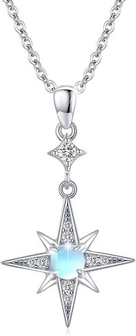 Star Necklace for Women Girls 925 Sterling Silver Star Moonstone Pendant Necklace Infinity/Round Spin Star Necklace Star Jewelry Gifts for Women Girls in Saudi Arabia