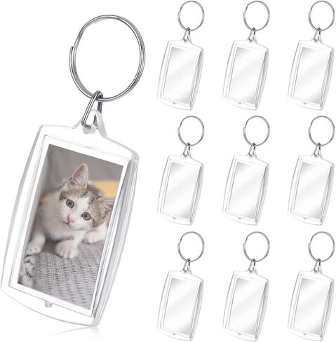 10PCS Picture Keychain Personalized Photo Double Sided Blank Picture Keychain Acrylic Photo Key Fob Holder with Split Ring Diy Craft Art Projects Picture Frame for Men Women Family Friend in Saudi Arabia