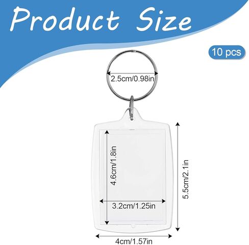 10PCS Picture Keychain Personalized Photo Double Sided Blank Picture Keychain Acrylic Photo Key Fob Holder with Split Ring Diy Craft Art Projects Picture Frame for Men Women Family Friend in Saudi Arabia