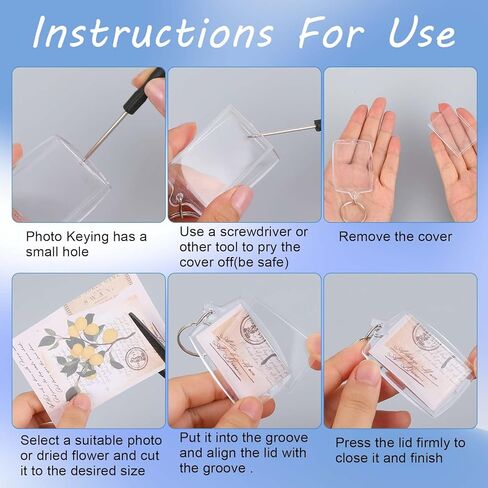 10PCS Picture Keychain Personalized Photo Double Sided Blank Picture Keychain Acrylic Photo Key Fob Holder with Split Ring Diy Craft Art Projects Picture Frame for Men Women Family Friend in Saudi Arabia