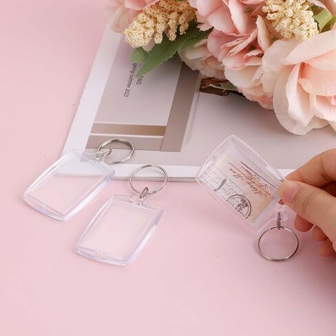 10PCS Picture Keychain Personalized Photo Double Sided Blank Picture Keychain Acrylic Photo Key Fob Holder with Split Ring Diy Craft Art Projects Picture Frame for Men Women Family Friend in Saudi Arabia