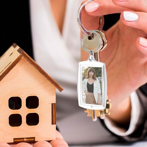 10PCS Picture Keychain Personalized Photo Double Sided Blank Picture Keychain Acrylic Photo Key Fob Holder with Split Ring Diy Craft Art Projects Picture Frame for Men Women Family Friend in Saudi Arabia