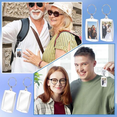 10PCS Picture Keychain Personalized Photo Double Sided Blank Picture Keychain Acrylic Photo Key Fob Holder with Split Ring Diy Craft Art Projects Picture Frame for Men Women Family Friend in Saudi Arabia