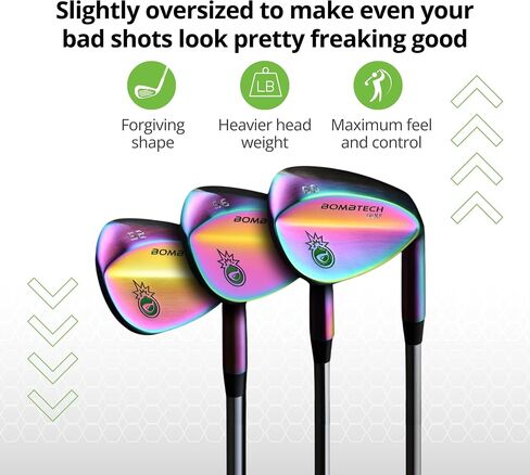 BombTech - Premium Golf Wedge Set - 52, 56, 60 Degrees Golf Wedges - Max Groove for Increased Spin - Black Wedges… in Kuwait