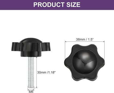 uxcell قطعتان من مقابض النجوم، M6x30mm مقابض براغي بلاستيكية على شكل سداسي الشكل، مقبض لولبي على شكل نجمة لشد اليد لاستبدال قاعدة المظلة الآلية in Saudi Arabia