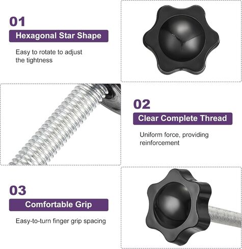 uxcell قطعتان من مقابض النجوم، M6x30mm مقابض براغي بلاستيكية على شكل سداسي الشكل، مقبض لولبي على شكل نجمة لشد اليد لاستبدال قاعدة المظلة الآلية in Saudi Arabia
