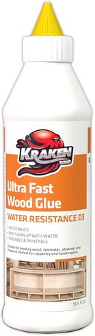 Kraken Bond D3 White Super Wood Glue - (2x13.5 fl.oz) PVA Heavy Duty Wood Glue for Repair, Woodworking, Furniture Assembly & Creative Crafts - Clear Drying Water Based Carpenter Glue - 2 Pack in Saudi Arabia
