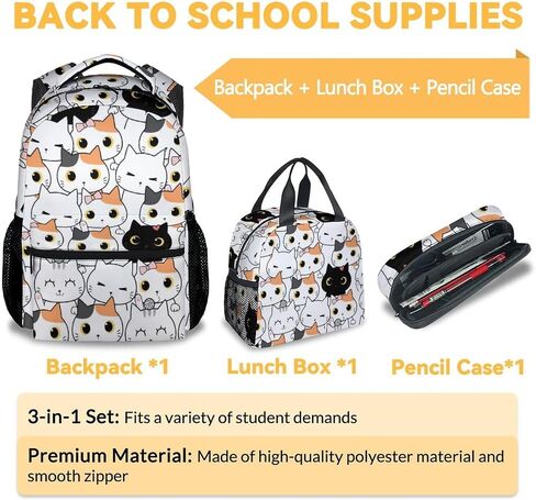 Girls, Boys Cat Backpack - 16 Inches Cartoon Backpacks for School - Green Durable Bookbag for Middle School in Saudi Arabia