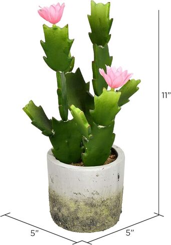 Vickerman Everyday 18" Indoor Artificial Green Cactus in Cement Pot - Pre-Made Potted Cactus - Durable Plastic Plant in Cement Pot - Maintenance Free in Saudi Arabia