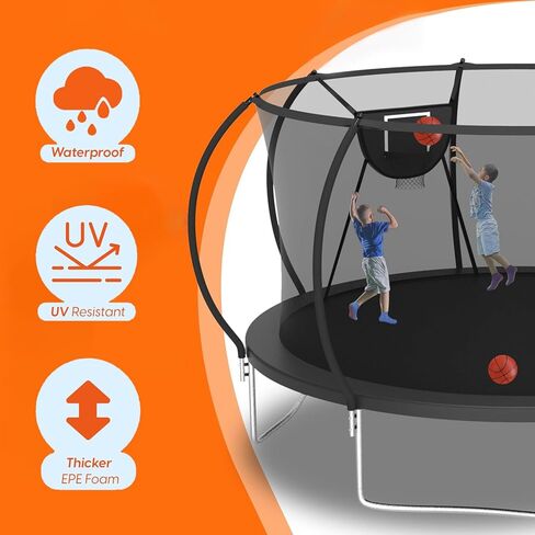 غطاء زنبركي للترامبولين، استبدال وسادة الترامبولين بطول 12 قدم من Gonoce، بدون فتحات للأعمدة، ملحقات الترامبولين المقاومة للماء والتمزق باللون الأسود in Kuwait