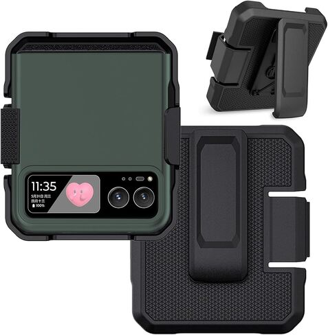 for Motorola Razr 2023 Case with Clip, [Not fit Razr Plus 2023] Motorola Razr 2023 Phone Case & Hard Shell Cover with Belt Hip Holster Rotating Clip for Motorola Razr 2023 Black in Saudi Arabia