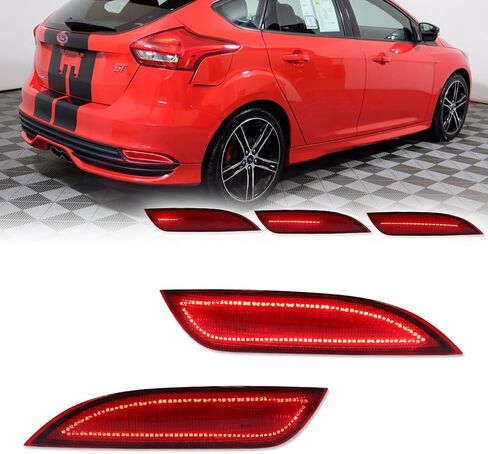 GTINTHEBOX عدسة مدخنة المصد الخلفي عاكس الضوء المساكن متوافق مع 2015 2016 2017 2018 Ford Focus Hatchback in Kuwait