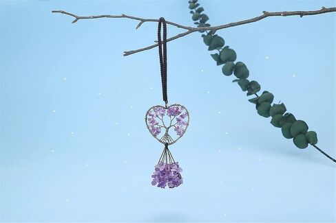 MAIBAOTA Heart Crystal Ornaments Tree of Life Black Cute Wall Decor Hanging Room Decor Crystal Car Hanging Ornament Car Rear View Mirror Hanging Accessories for Women in Saudi Arabia