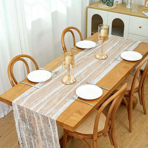LOMOHOO Sheer Gold Table Runner Golden Romantic Runners Wedding Glitter Table Runners 27 x 118 Inches Gauze Boho Table Cover Bridal Baby Shower Birthday Party Table Decoration in Saudi Arabia
