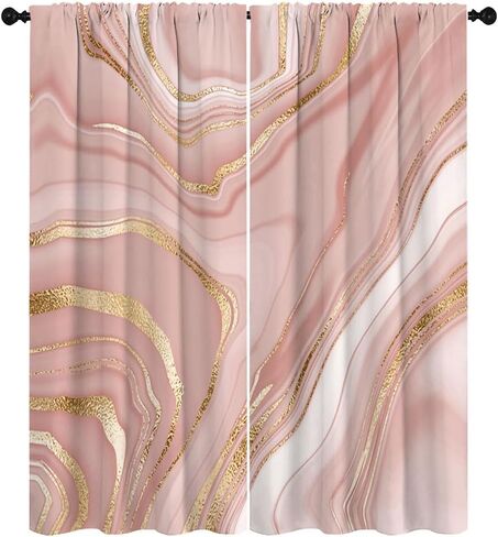 Jade Texture Marble Blackout Curtains for Girls Boy Home Decor Ink Abstract Emerald Green Jade Gold Decor Luxury Rod Pocket Decorative Drapes for Bedroom Living Room W42 x L63 Inch in Saudi Arabia