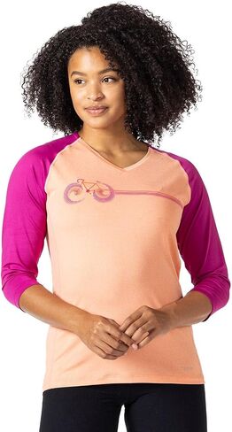 Terry Rover 3/4 Sleeve Womens V-Neck Top, Semi-Fitted Cycling Jersey UPF 50+ Sun T-Shirt Outdoor Hiking Performance Tech Tee in Saudi Arabia