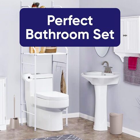 Superio Bathroom Trash Can with Toilet Brush Set Black Modern 6 Liter Small Waste Basket Plastic Garbage Can with Swing Lid and Toilet Bowl Cleaner Bathroom Accessories Set in Saudi Arabia