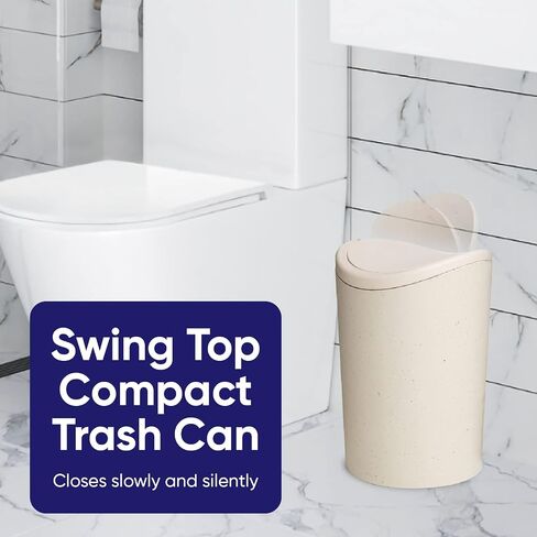 Superio Bathroom Trash Can with Toilet Brush Set Black Modern 6 Liter Small Waste Basket Plastic Garbage Can with Swing Lid and Toilet Bowl Cleaner Bathroom Accessories Set in Saudi Arabia