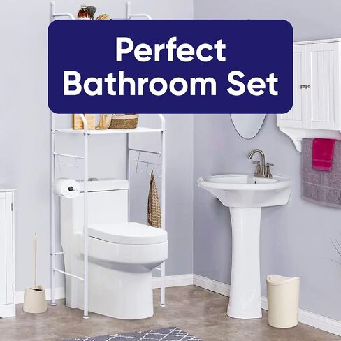 Superio Bathroom Trash Can with Toilet Brush Set Black Modern 6 Liter Small Waste Basket Plastic Garbage Can with Swing Lid and Toilet Bowl Cleaner Bathroom Accessories Set in Saudi Arabia