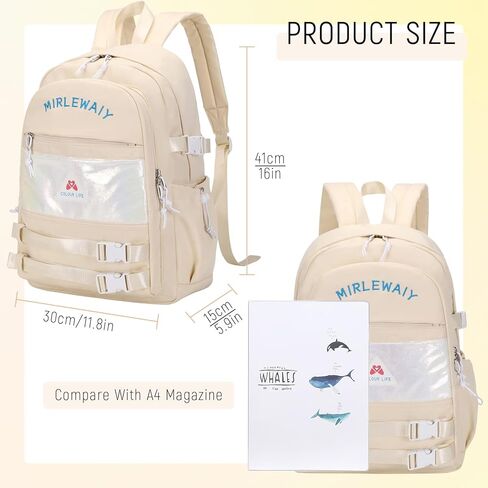 حقيبة ظهر MIRLEWAIY للفتيات في المدارس والسفر وحقيبة الكتب Daypack مقاس 16 بوصة حقائب كاجوال مقاومة للماء، أرجواني in Kuwait